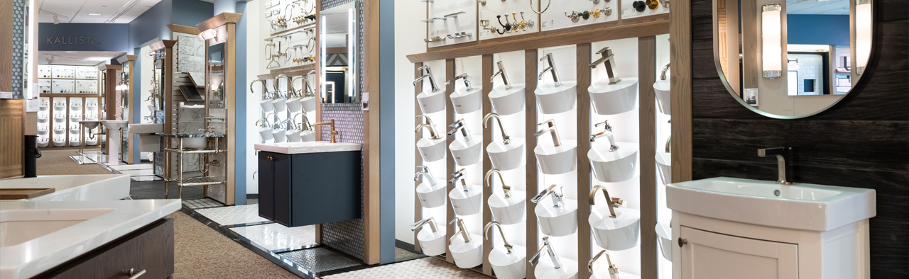 image of a wall of sinks